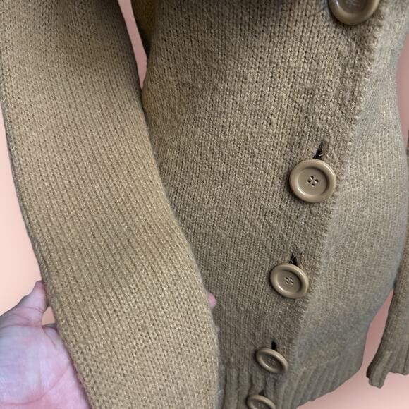 Vtg Y2K Penny Lane Cardigan Fur Collar Sweater Medium Tan Boho Hippie Festival - Picture 2 of 5